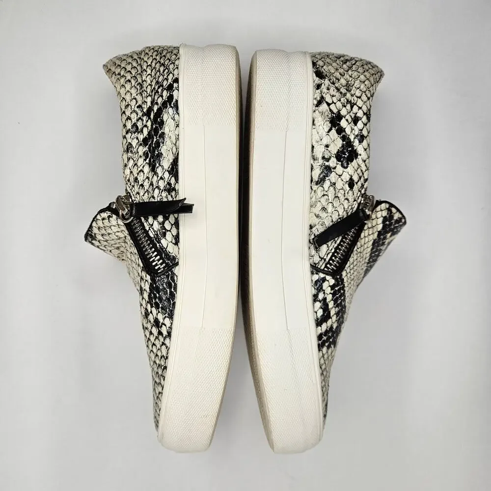 Steve Madden Black/White‎ Glammar Snakeskin Slip On Platform Sneakers Size 6M